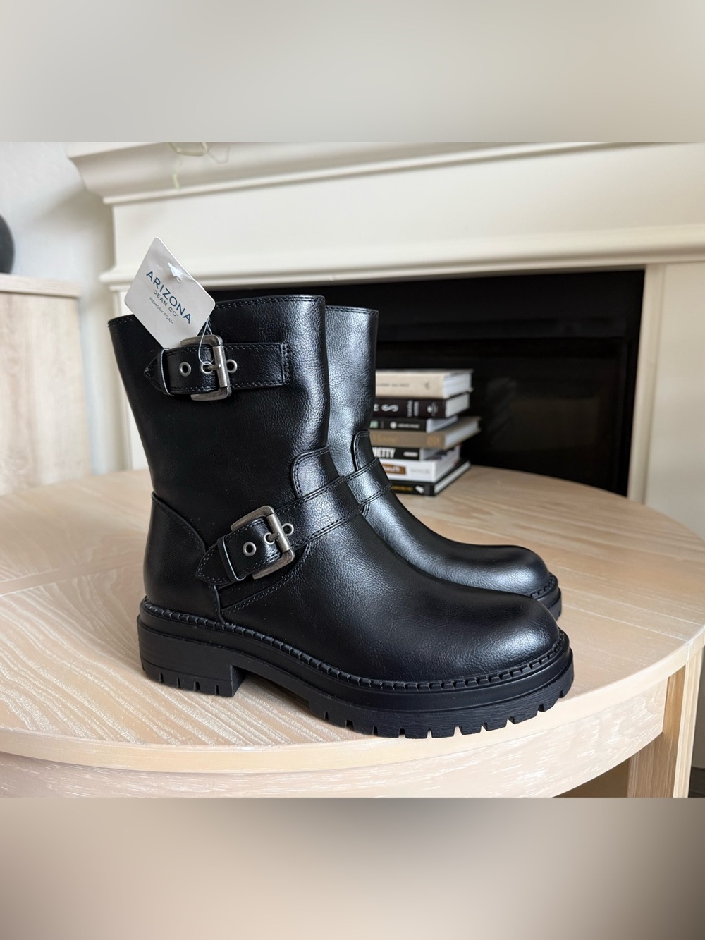 Arizona Jean Company|Black Double Buckle Combat Moto Boots for Women,NWT SIZE 8